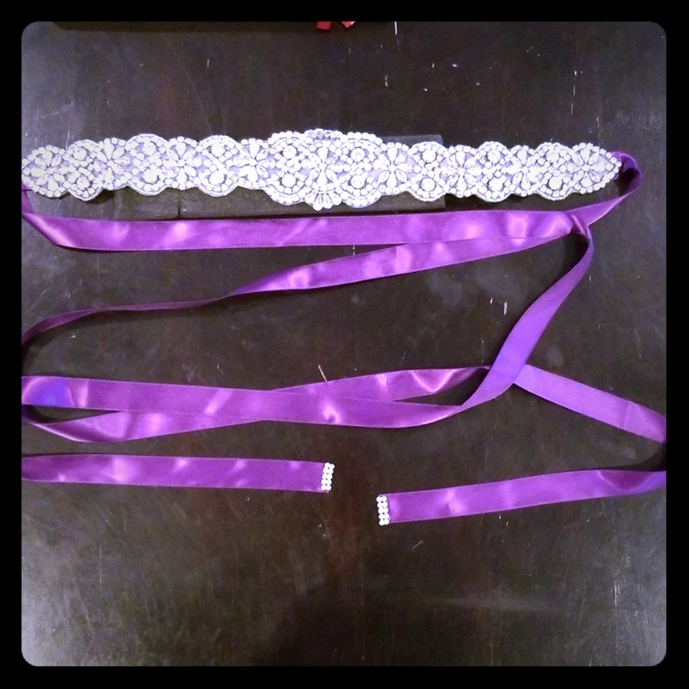 Purple Crystal Dress Sash
